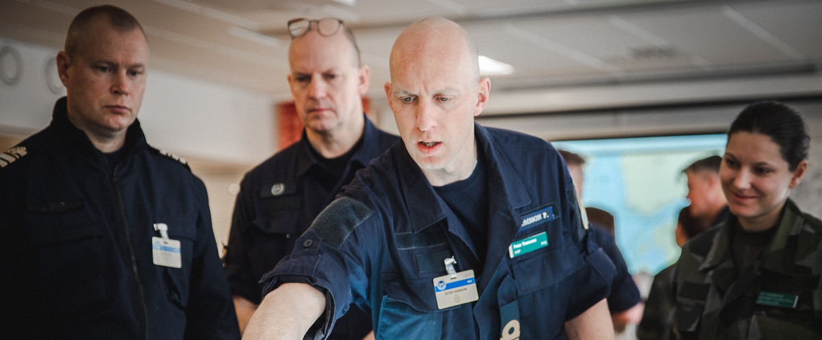 Militär spelövning på Försvarshögskolan.